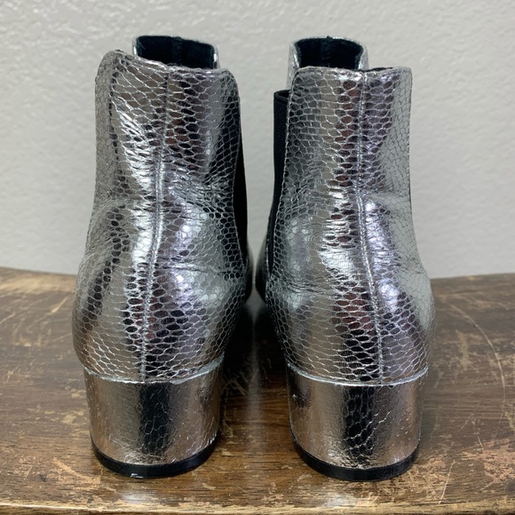 NEW Topshop Krazy Silver Snakeskin Chelsea Boot - Picture 10 of 14